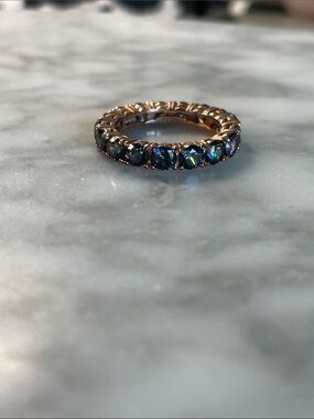 925 Mystic Topaz Rose Gold Eternity Band size 7